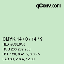 カラーコード: CMYK 14 / 0 / 14 / 9 | qconv.com