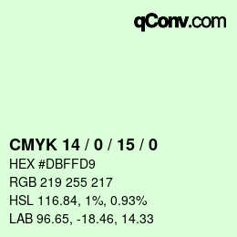 カラーコード: CMYK 14 / 0 / 15 / 0 | qconv.com