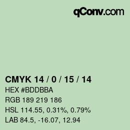 Farbcode: CMYK 14 / 0 / 15 / 14 | qconv.com