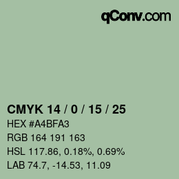 Farbcode: CMYK 14 / 0 / 15 / 25 | qconv.com