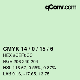 カラーコード: CMYK 14 / 0 / 15 / 6 | qconv.com