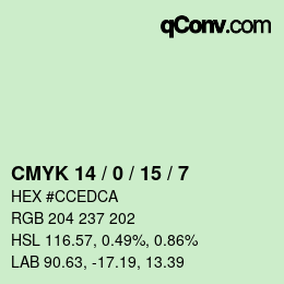 カラーコード: CMYK 14 / 0 / 15 / 7 | qconv.com