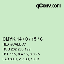 Color code: CMYK 14 / 0 / 15 / 8 | qconv.com