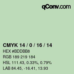 カラーコード: CMYK 14 / 0 / 16 / 14 | qconv.com
