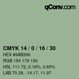 Farbcode: CMYK 14 / 0 / 16 / 30 | qconv.com