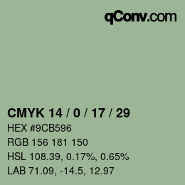 Color code: CMYK 14 / 0 / 17 / 29 | qconv.com