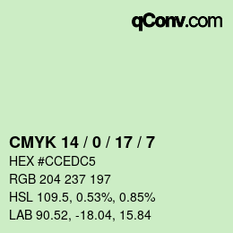 Color code: CMYK 14 / 0 / 17 / 7 | qconv.com