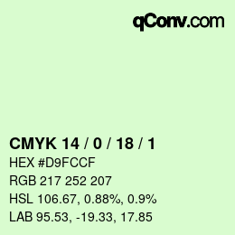 カラーコード: CMYK 14 / 0 / 18 / 1 | qconv.com