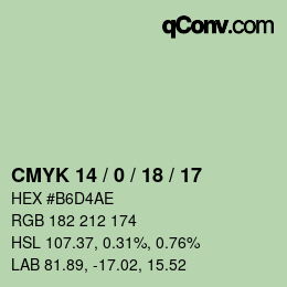 Color code: CMYK 14 / 0 / 18 / 17 | qconv.com