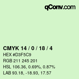 Color code: CMYK 14 / 0 / 18 / 4 | qconv.com