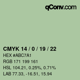 カラーコード: CMYK 14 / 0 / 19 / 22 | qconv.com