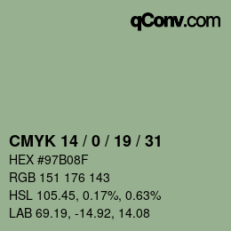 颜色代码: CMYK 14 / 0 / 19 / 31 | qconv.com