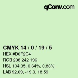 カラーコード: CMYK 14 / 0 / 19 / 5 | qconv.com