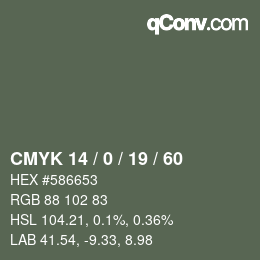 Color code: CMYK 14 / 0 / 19 / 60 | qconv.com