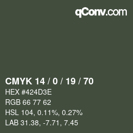 Color code: CMYK 14 / 0 / 19 / 70 | qconv.com