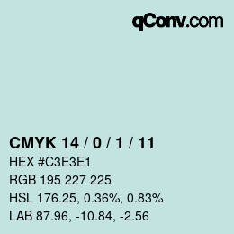 カラーコード: CMYK 14 / 0 / 1 / 11 | qconv.com