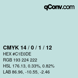 カラーコード: CMYK 14 / 0 / 1 / 12 | qconv.com