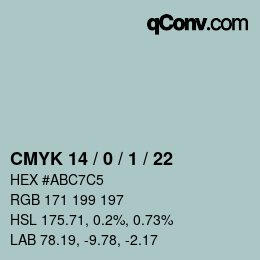 颜色代码: CMYK 14 / 0 / 1 / 22 | qconv.com