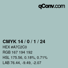 Color code: CMYK 14 / 0 / 1 / 24 | qconv.com