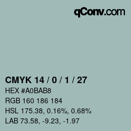 カラーコード: CMYK 14 / 0 / 1 / 27 | qconv.com