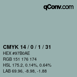 Color code: CMYK 14 / 0 / 1 / 31 | qconv.com