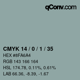 Color code: CMYK 14 / 0 / 1 / 35 | qconv.com