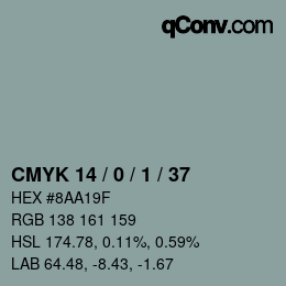 カラーコード: CMYK 14 / 0 / 1 / 37 | qconv.com
