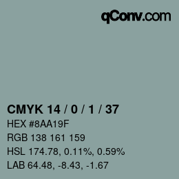 カラーコード: CMYK 14 / 0 / 1 / 37 | qconv.com