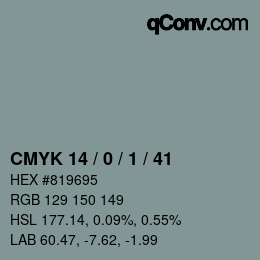 Color code: CMYK 14 / 0 / 1 / 41 | qconv.com