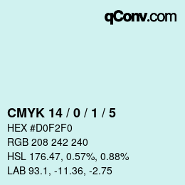 カラーコード: CMYK 14 / 0 / 1 / 5 | qconv.com