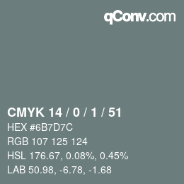 颜色代码: CMYK 14 / 0 / 1 / 51 | qconv.com