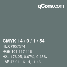 Color code: CMYK 14 / 0 / 1 / 54 | qconv.com