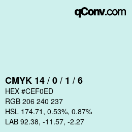 カラーコード: CMYK 14 / 0 / 1 / 6 | qconv.com