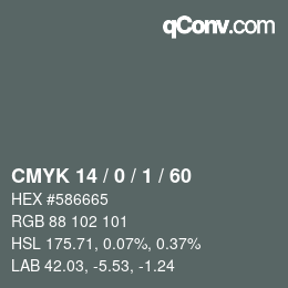 カラーコード: CMYK 14 / 0 / 1 / 60 | qconv.com