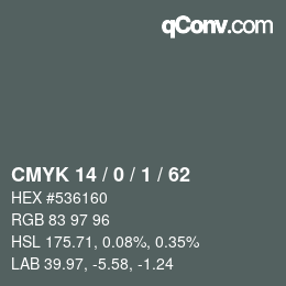 カラーコード: CMYK 14 / 0 / 1 / 62 | qconv.com