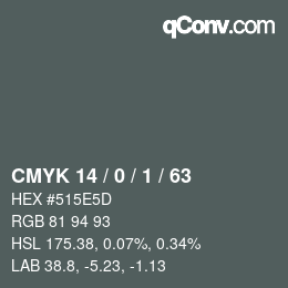 カラーコード: CMYK 14 / 0 / 1 / 63 | qconv.com