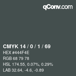 カラーコード: CMYK 14 / 0 / 1 / 69 | qconv.com