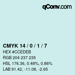 Color code: CMYK 14 / 0 / 1 / 7 | qconv.com