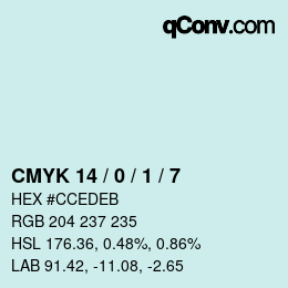 カラーコード: CMYK 14 / 0 / 1 / 7 | qconv.com