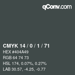 Color code: CMYK 14 / 0 / 1 / 71 | qconv.com