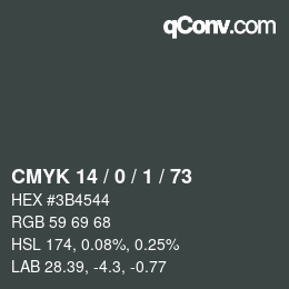 Color code: CMYK 14 / 0 / 1 / 73 | qconv.com