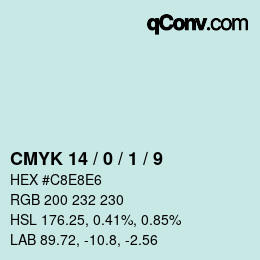 カラーコード: CMYK 14 / 0 / 1 / 9 | qconv.com