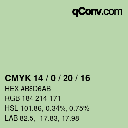 カラーコード: CMYK 14 / 0 / 20 / 16 | qconv.com