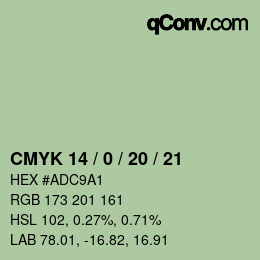 カラーコード: CMYK 14 / 0 / 20 / 21 | qconv.com