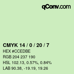 Color code: CMYK 14 / 0 / 20 / 7 | qconv.com