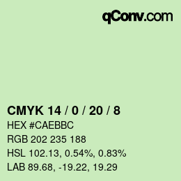 カラーコード: CMYK 14 / 0 / 20 / 8 | qconv.com
