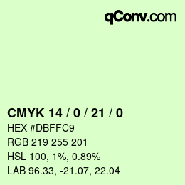カラーコード: CMYK 14 / 0 / 21 / 0 | qconv.com