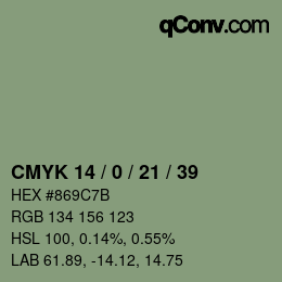 Código de color: CMYK 14 / 0 / 21 / 39 | qconv.com