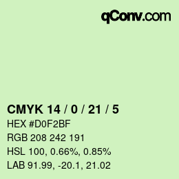 カラーコード: CMYK 14 / 0 / 21 / 5 | qconv.com