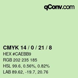 カラーコード: CMYK 14 / 0 / 21 / 8 | qconv.com